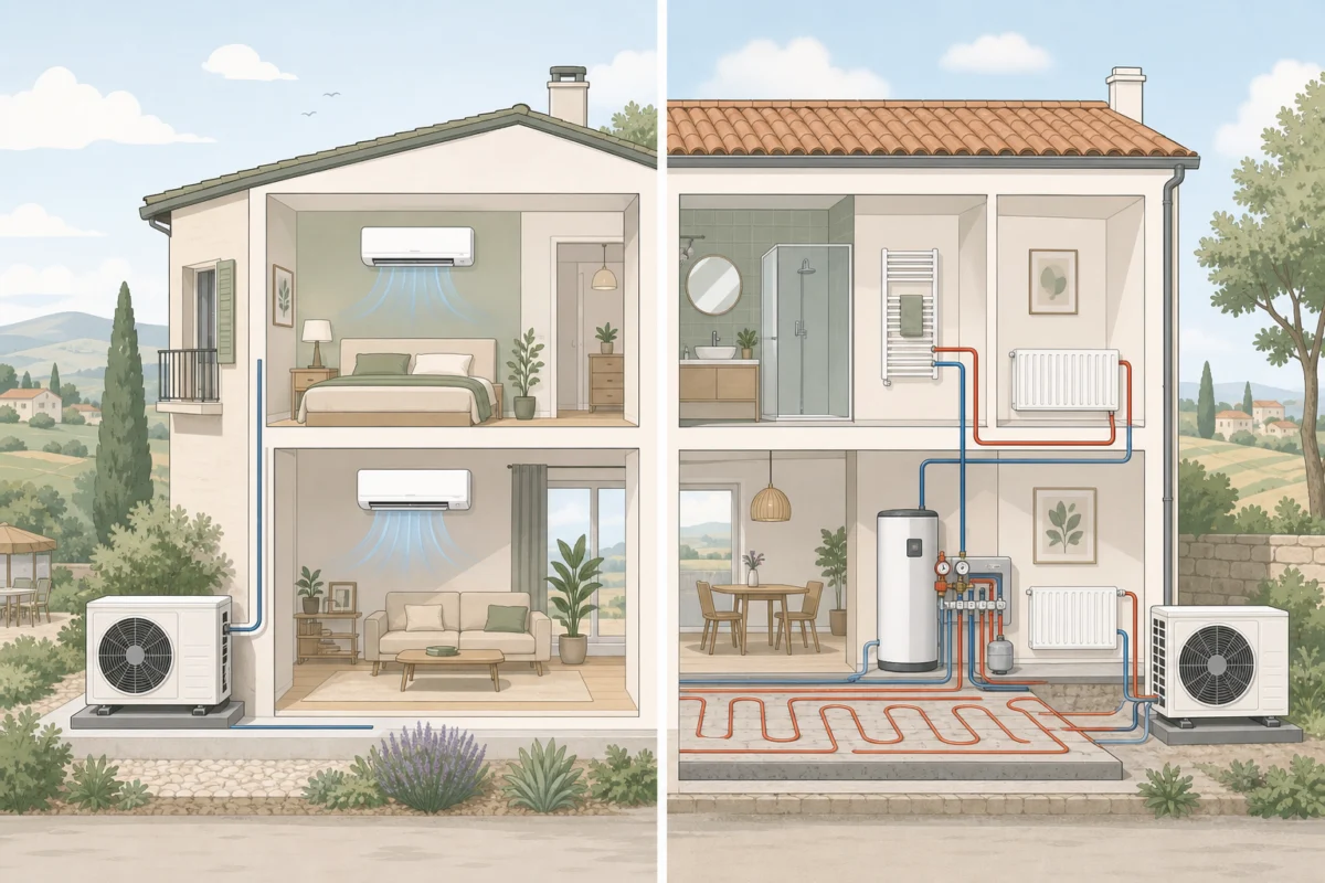 Comparaison entre une PAC air-air et une PAC air-eau